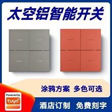 涂鸦方案智慧酒店太空铝开关面板智能家居86田字格铝合金智能开关