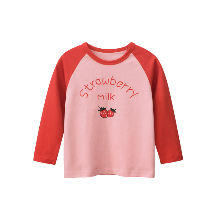 2023 ropa para niños Camiseta de manga larga para niños al por mayor impresión de frutas para niñas otoño nueva entrega de prendas de punto de una sola pieza