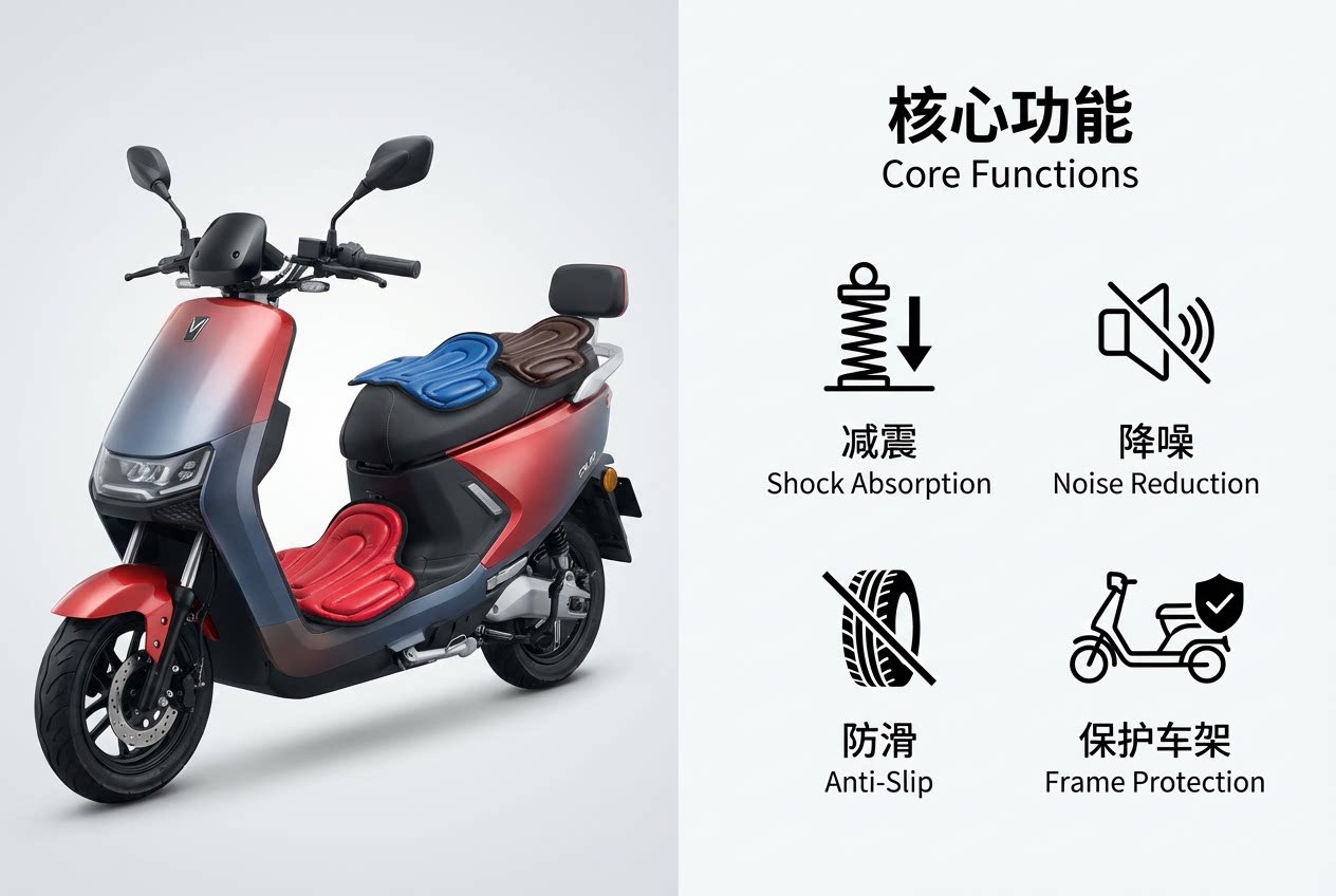 Sun Protection Seat Cushion Cover for Delivery Electric Vehicles, Shock-Absorbing Seat Cushion for Tricycles, Motorcycle Height-Increasing and Thickened Cushion, in Stock