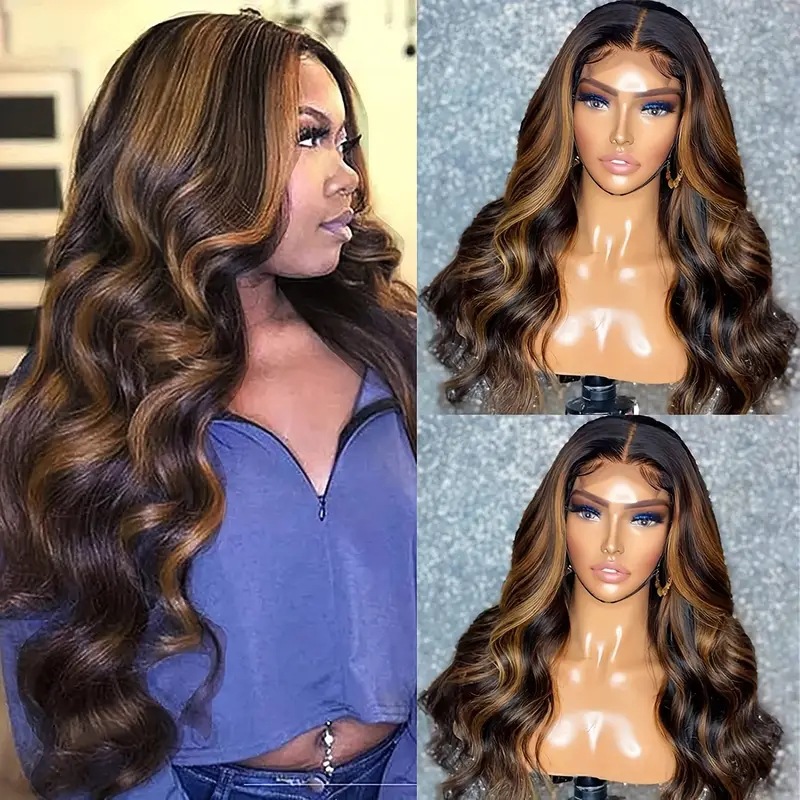 Peruca feminina com aplique de cabelo sintético, ondas grandes e cachos na cor piano, modelo Fashion Front Lace Full Headage. Produto mais vendido._voghion.com