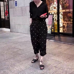 25659 新しい Daai Mei Yiyuan 2025 夏スタイルフード付きルーズ日焼け止めトップカジュアル水玉パンツ女性のための