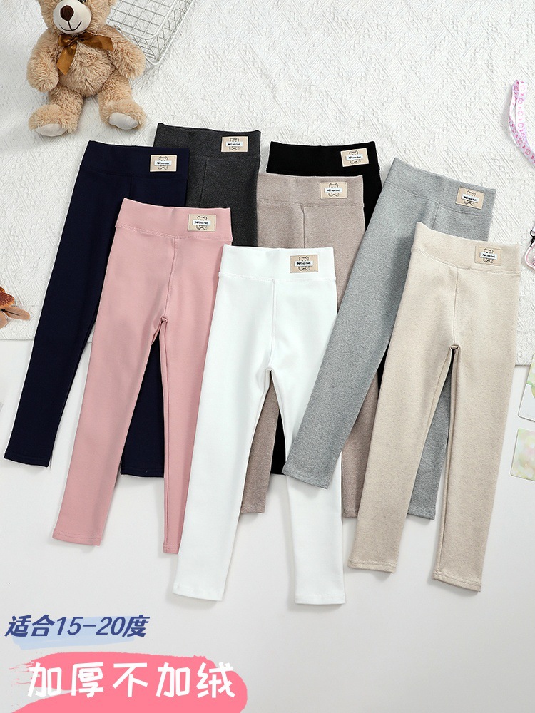 Niña primavera y otoño leggings niños primavera pantalones de algodón abrasivos niñas de cintura alta pantalones de estilo extranjero bebé