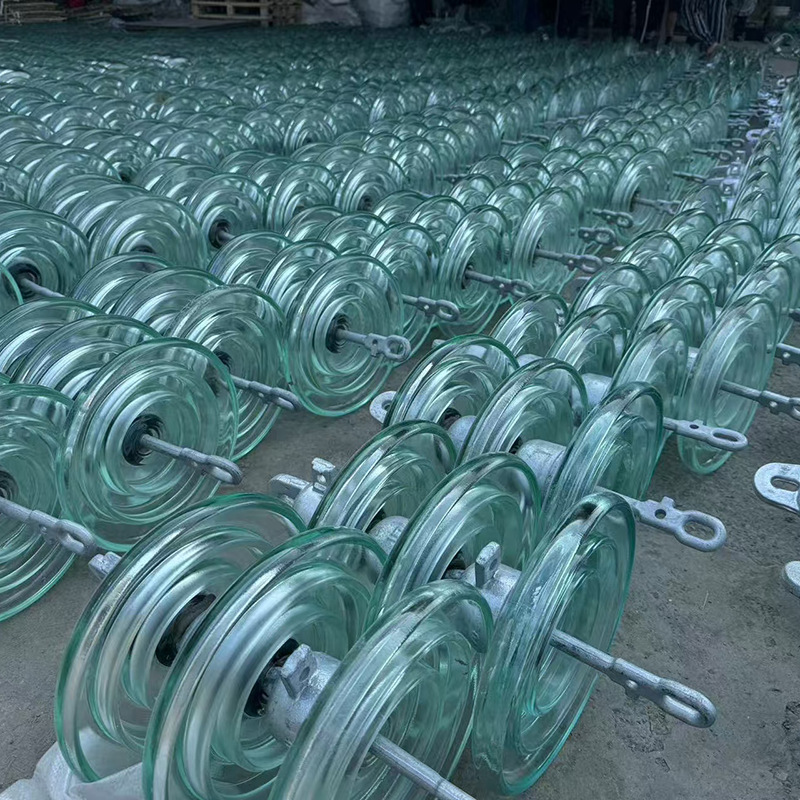 现货批发北非国家用U40悬式玻璃绝缘子U70三联体地线型玻璃绝缘子