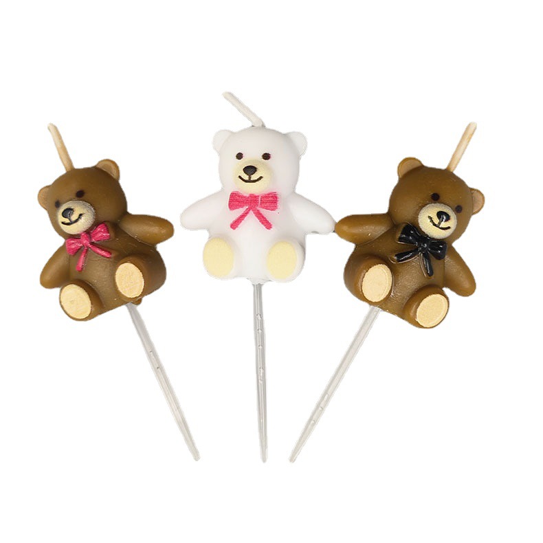 Cartoon Creative Wholesale Teddy Bear Birthday Candle Cute Cubs Children Birthday Party Cake Decorative Candle