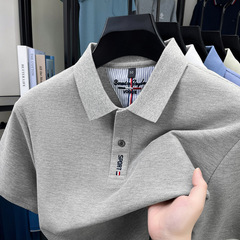 純綿メンズ Tシャツ夏の新しいハイエンド刺繍ラペルファッション薄型吸汗通気性半袖メンズ Tシャツ