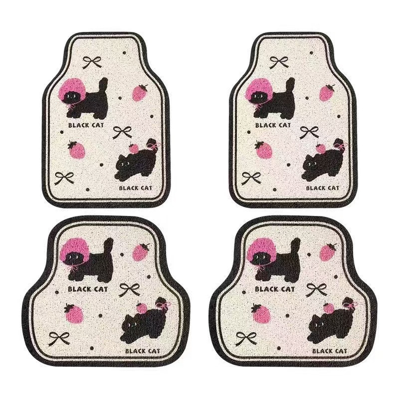 Cute cartoon silk loop car floor mats, universal for girls, anti-dirt, non-slip, wear-resistant, easy to maintain