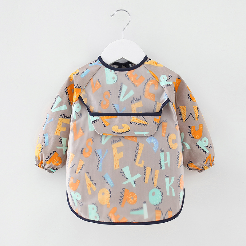 Abrigo impermeable para niños, con babero anti-sucio de algodón puro, manga larga, ideal para otoño e invierno, para bebés y niñas.