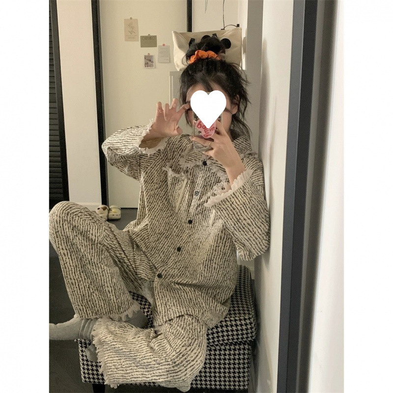 파자마 INS 고가 학생 긴팔 바지 파자마 여성 봄과 가을 새로운 술 홈 옷 정장