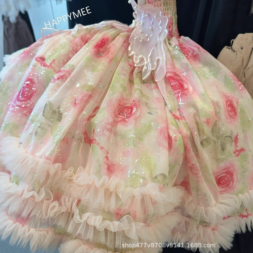 Girls Wings Princess Dress Summer Dress 2025 New Children's Birthday Dress Skirt Fashionable Girl Pink Dress