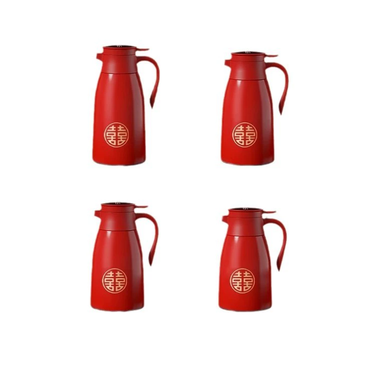 Красный термос, стеклянная вставка, вместимый чайник для любимого