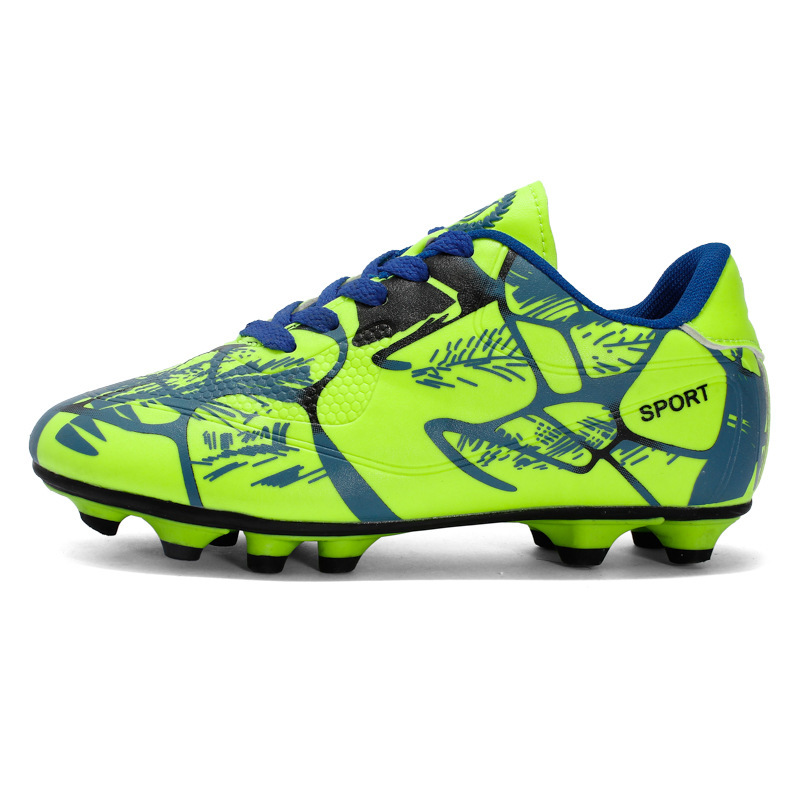 Zapatos de fútbol de clavos largos transfronterizos para niños al aire libre primavera y verano para estudiantes de primaria y secundaria zapatos de entrenamiento deportivo de clavos al por mayor