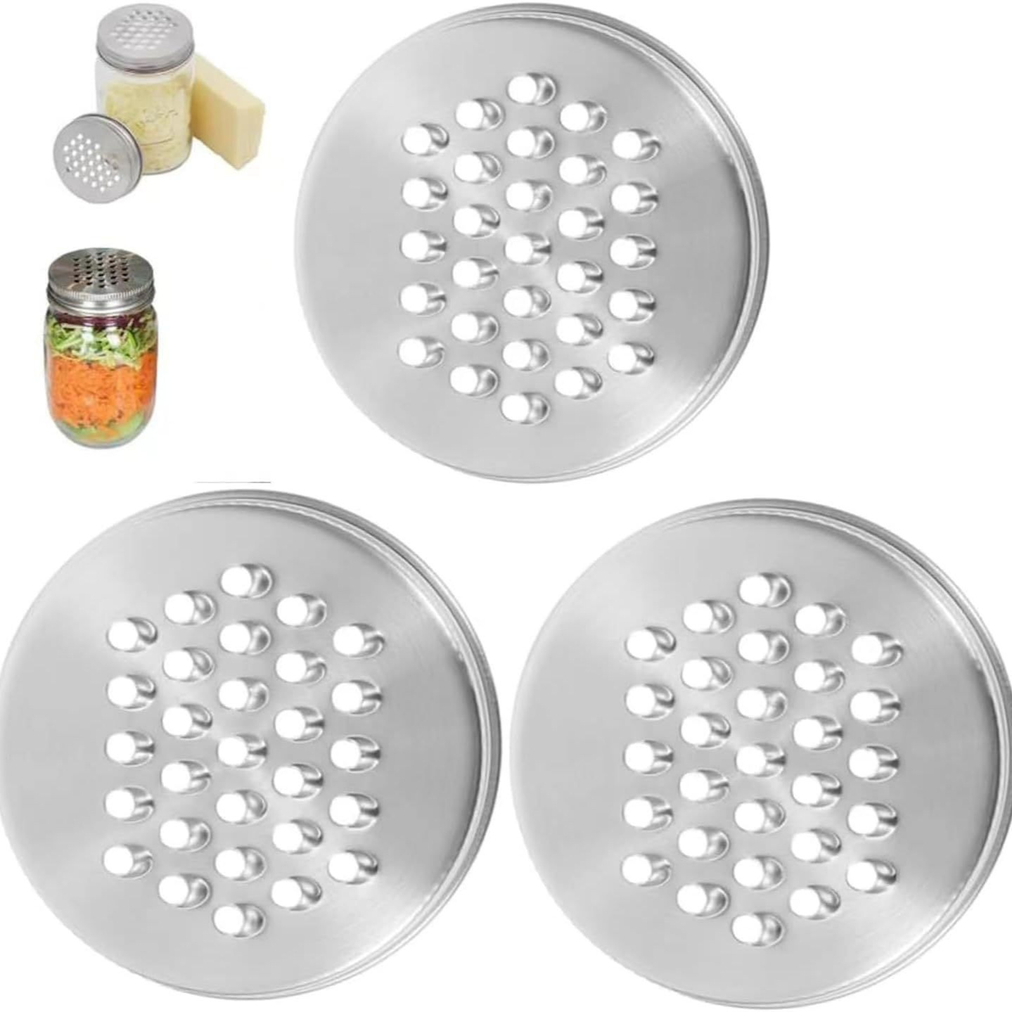 Amazon Hot Sale 86mm calibre raspador cubierta 304 cubierta de acero inoxidable boca estrecha cubierta de latas Mason artículos de cocina