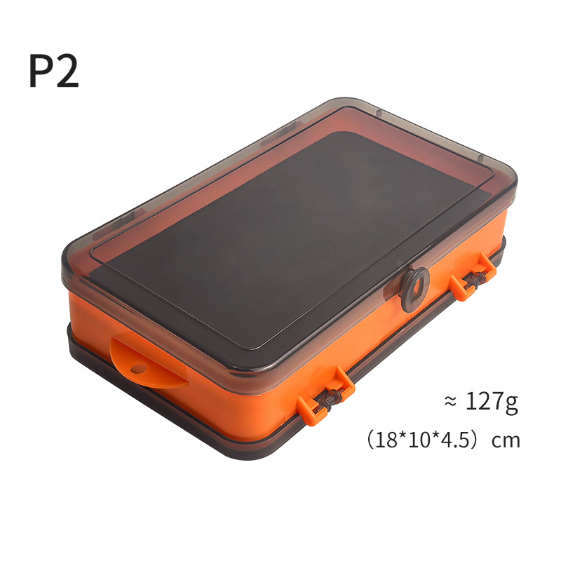 Venta al por mayor P2 luya caja de cebo de doble cara caja de división 127G caja de accesorios de plástico portátil gancho de plomo traje de cebo suave