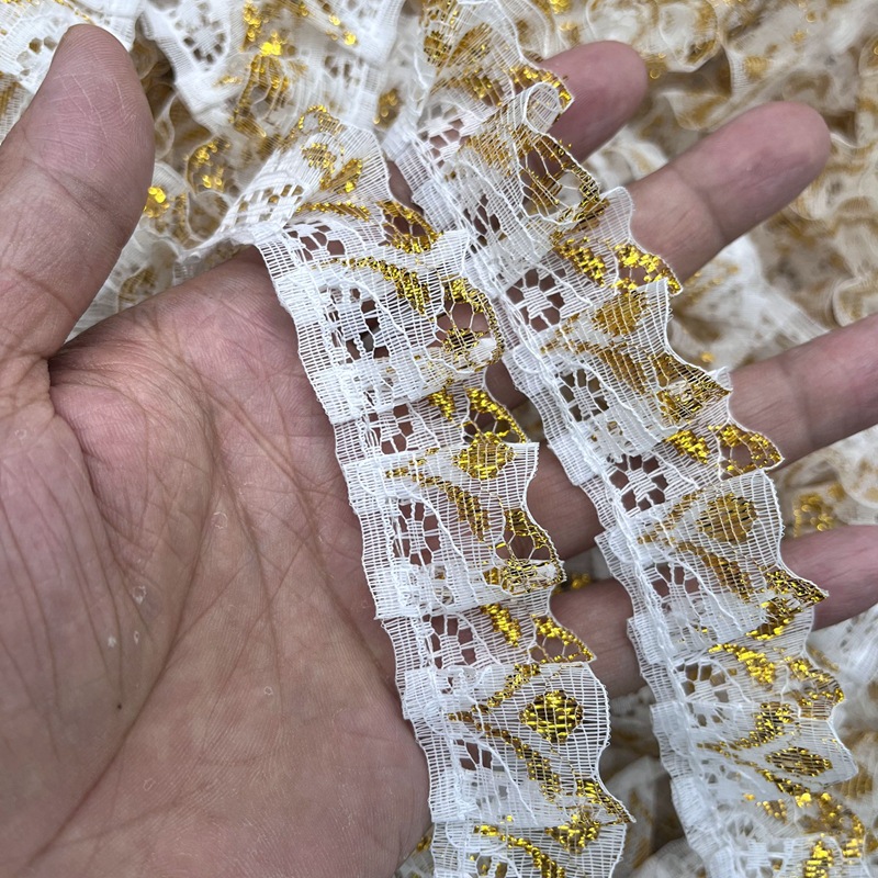 3CM encaje de color Hongo plegado colorido mano DIY contraído I arrugado descuento vestido de bebé plegado borde