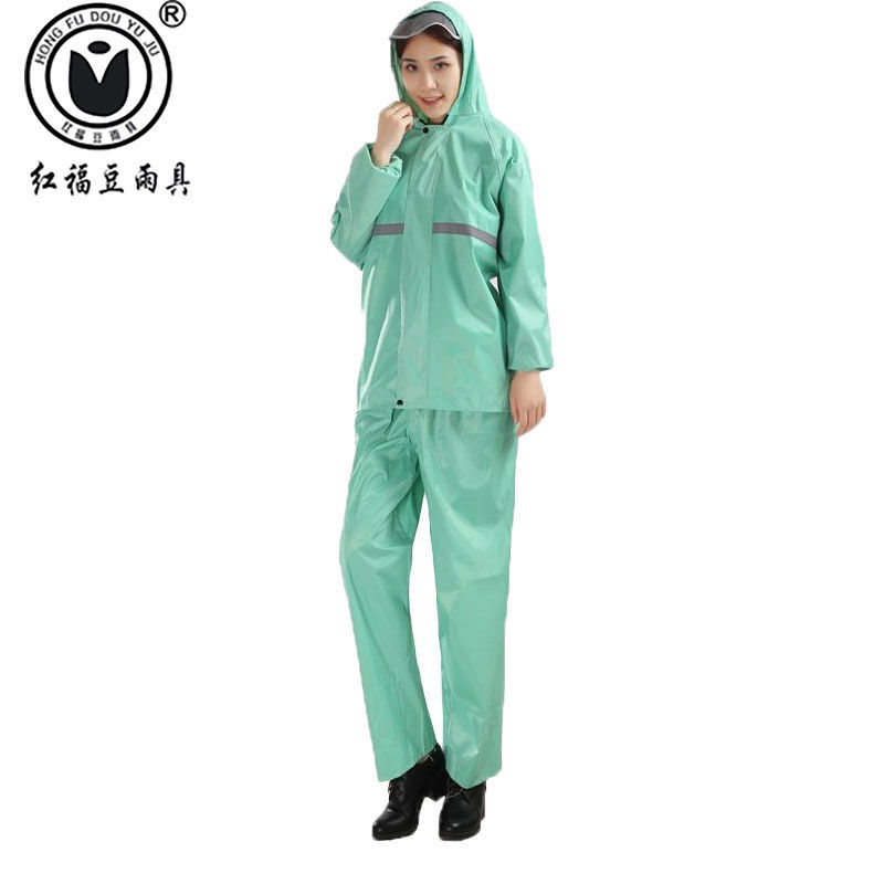 새로운 여성의 안티 폭풍우 더블 레이어 비옷 비 바지 방수 세트 여자 유행 전기 자동차 비 연못
