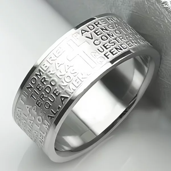 Europe and the United States cross-border stainless steel ring men's personality jewelry carving cross letter ring titanium steel jewelry wholesale