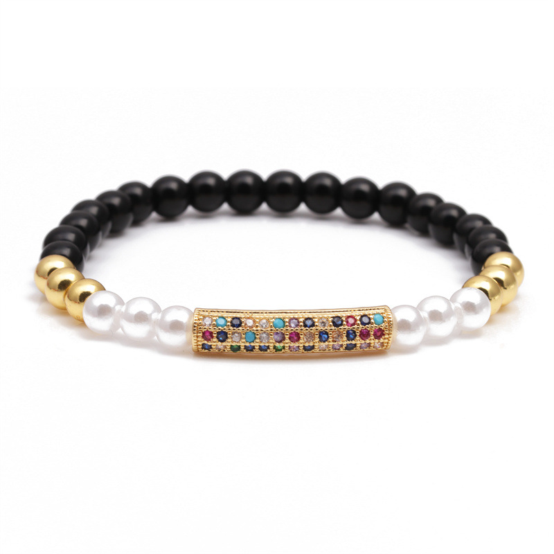 El Comercio exterior transfronterizo europeo y americano colorido circón codo pulsera de cuentas de piedra esmerilada de piedra de ojo de tigre DIY pulsera de cuentas