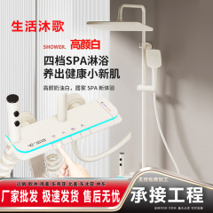 琴键花洒全套一整套恒温淋浴花洒套装数显氛围灯白色增压沐浴花晒