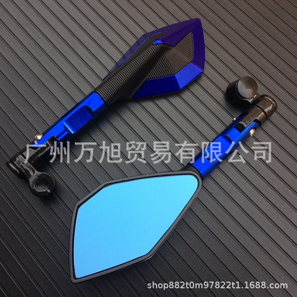 Suitable for Yamahays150Tmax530 Half Cnc Aluminum Alloy Short Pole Motorcycle Blue Glass Rearview Mirror Modification