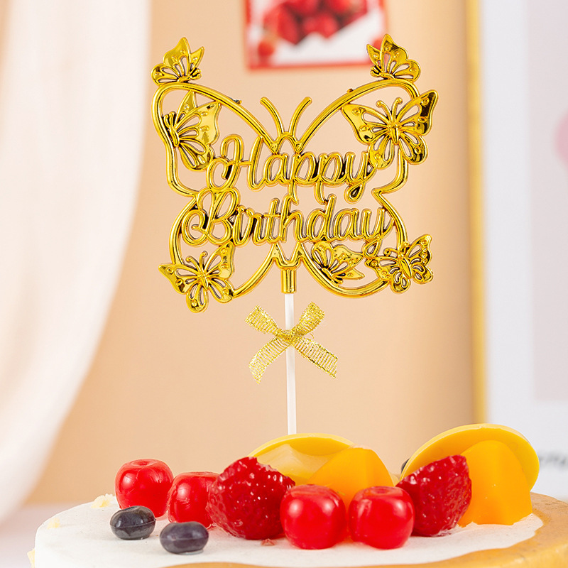 Nuevo transfronterizo mariposa tridimensional decoración de pastel de fiesta de postres decoración de pastel de fiesta