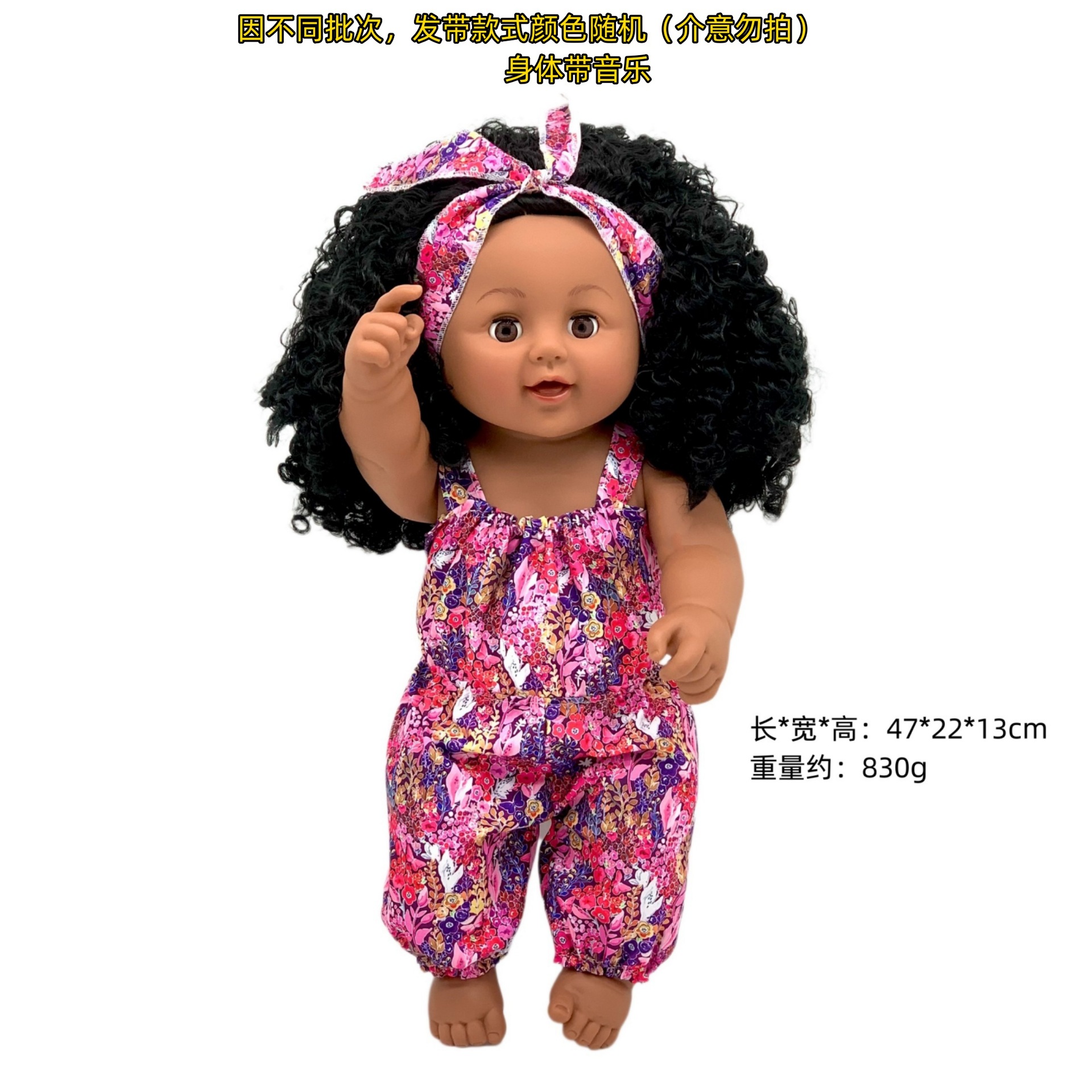 18-47CM muñeca negra cuerpo completo vinilo renacimiento muñeca suave simulación bebé africano muñeca música muñeca