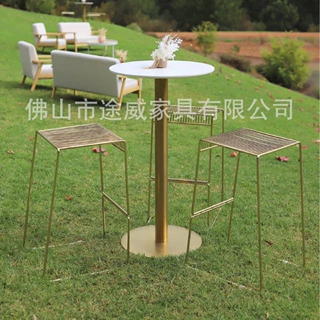 铁艺铁线高脚吧凳酒吧餐厅吧椅子家用靠墙高脚镂空吧凳