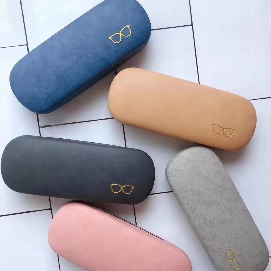 Estuche de plástico para gafas con solapa morada, estuche para gafas hecho a mano, estuche para placas de acero, estuche para espejos de presbicia pequeña, estuche para espejos con portalápices óptico negro
