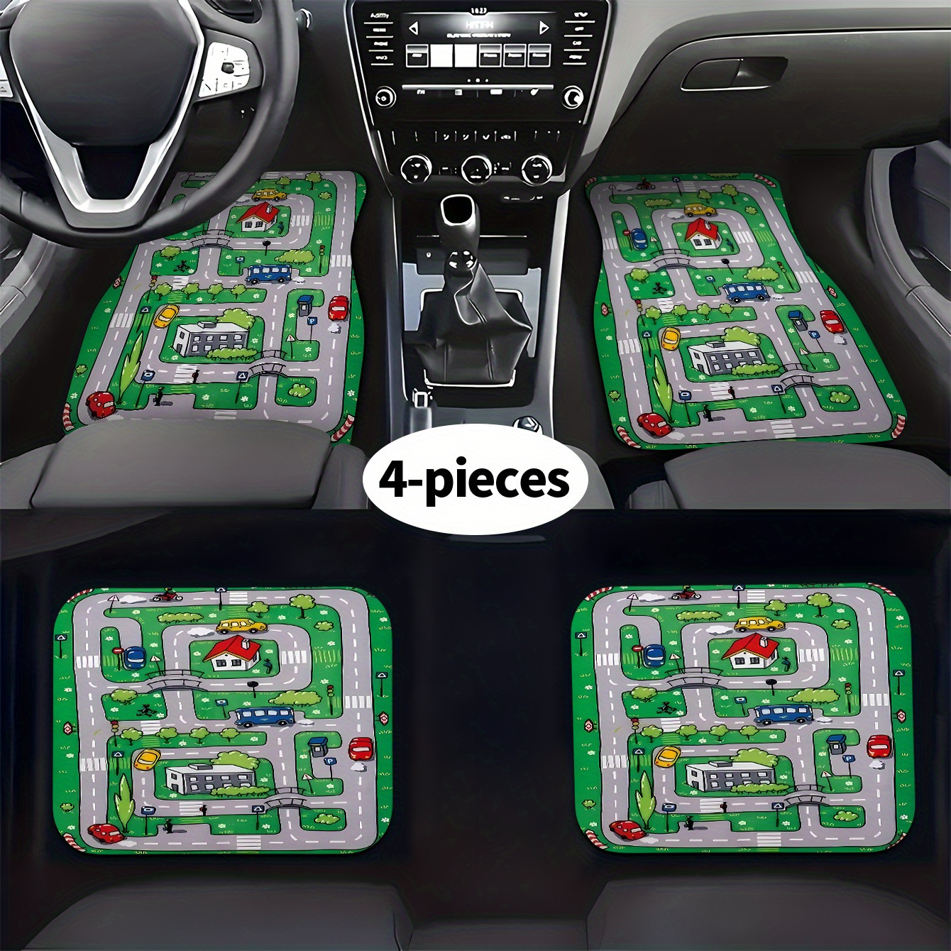 Cross-Border Best-Selling Nordic-Style Decorative Car Floor Mats, Fun Track Design, Dirt-Resistant, Wear-Resistant, Universal, Detachable Car Floor Mats