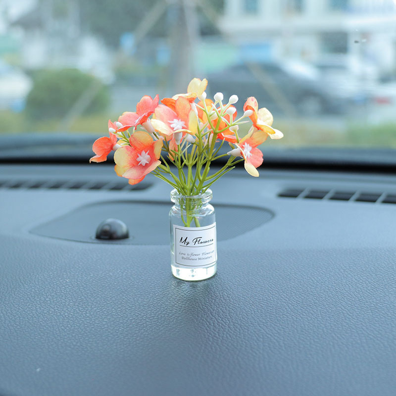 Red de Internet jarrón fresco flor casa de muñecas mini interior de coche consola central decoración de coche decoración de coche espejo cruzado simple