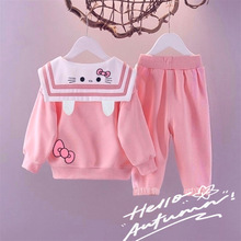 秋季上新女童时尚洋气海军领套装儿童卡通韩版外套套装Q012