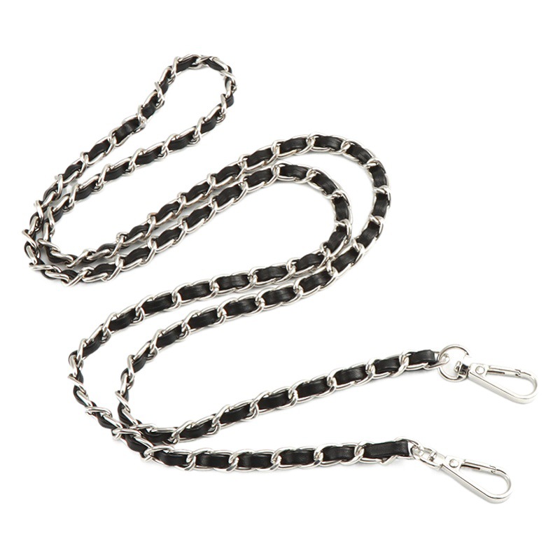 Summer bag chain slung leather chain metal chain bag with PU leather single shoulder strap lanyard bag chain