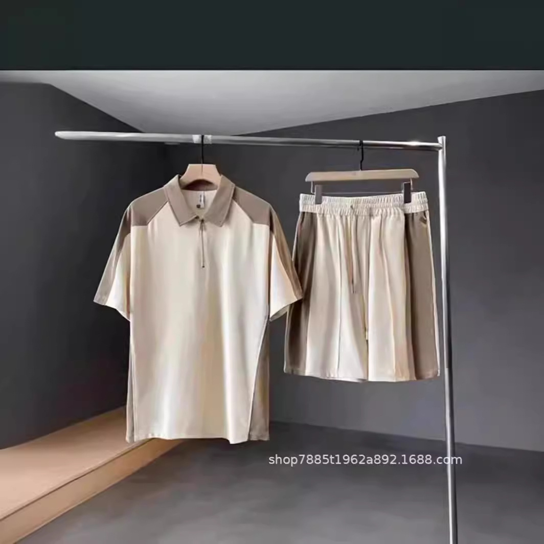 Summer New Casual Sports suit Men's Short-sleeved T-shirt Trendy Brand Five-point Shorts Men's Loose Two-piece Set Trendy Hair