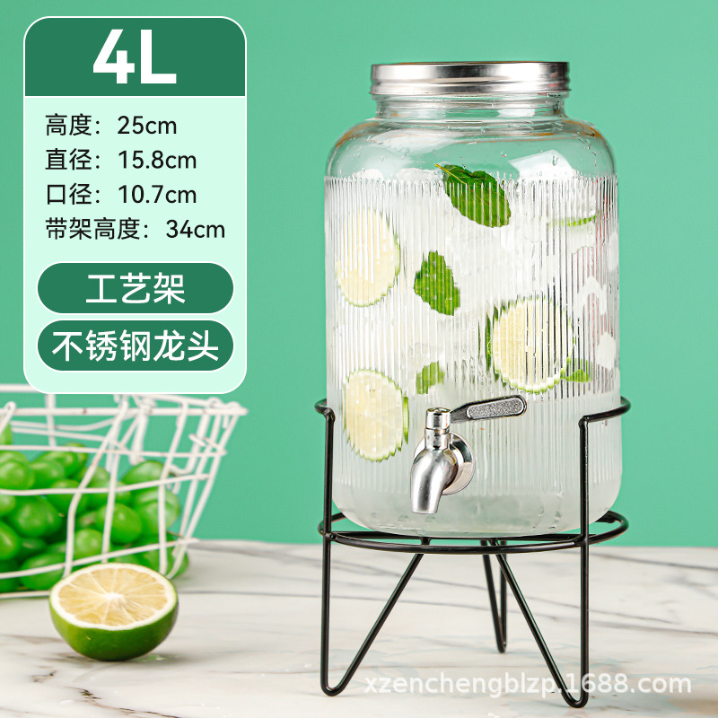 Jarra de vidrio para el hogar de gran capacidad al por mayor, moderna jarra para agua fría, recipiente para bebidas, jarra para jugo con grifo