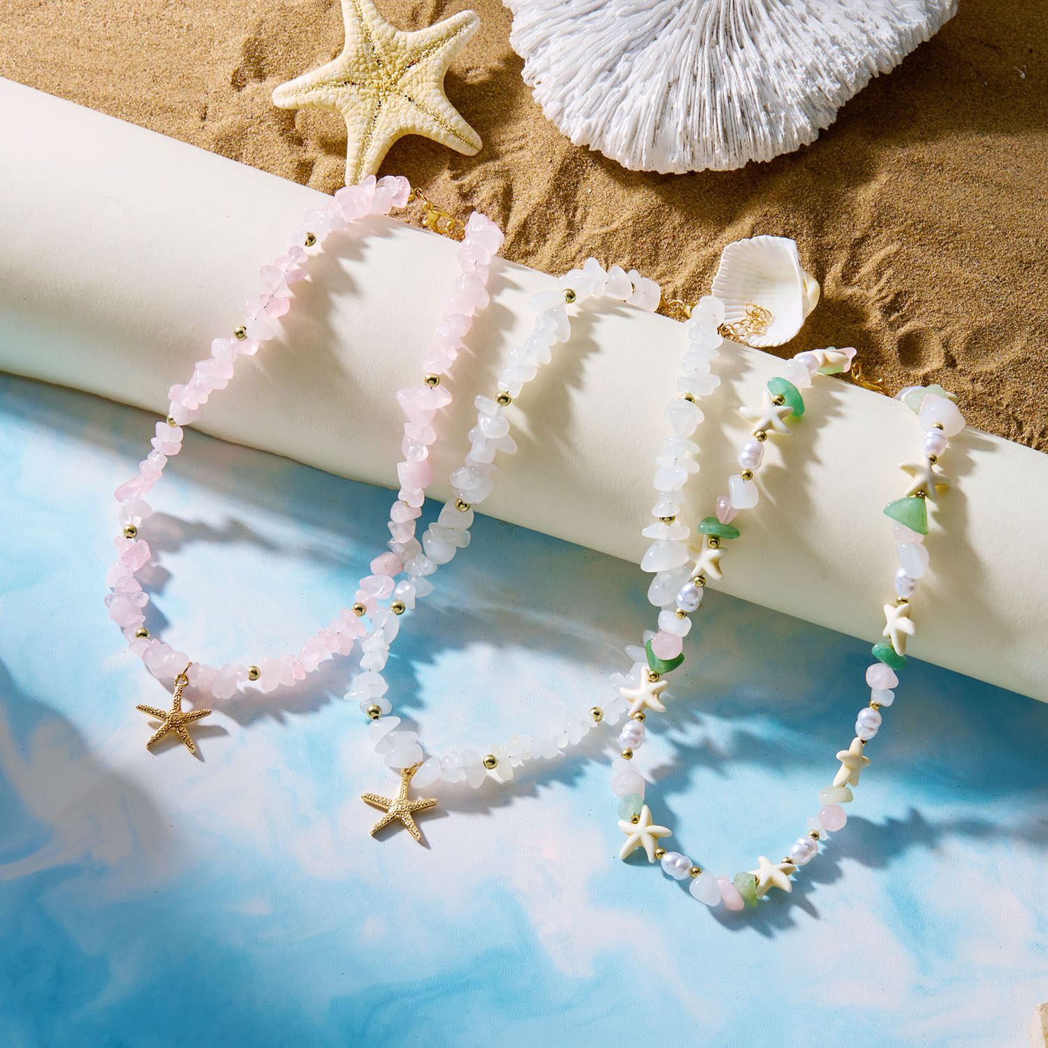 European and American Cross-border Jewelry Summer Dopamine Sweet Gravel Butterfly Necklace Women's Holiday Style Beaded All-match Necklace