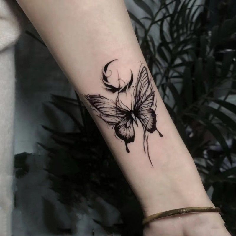Butterfly Herbal Tattoo Sticker Waterproof Female Long-Lasting Juice Snake Dark Sticker to Cover Scars Semi-Permanent