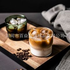 耐熱竹節カップガラスコーヒーカップアイスアメリカ式ラテミルクカップのイタリア式は透明なお茶のコップを積み重ねることができます。