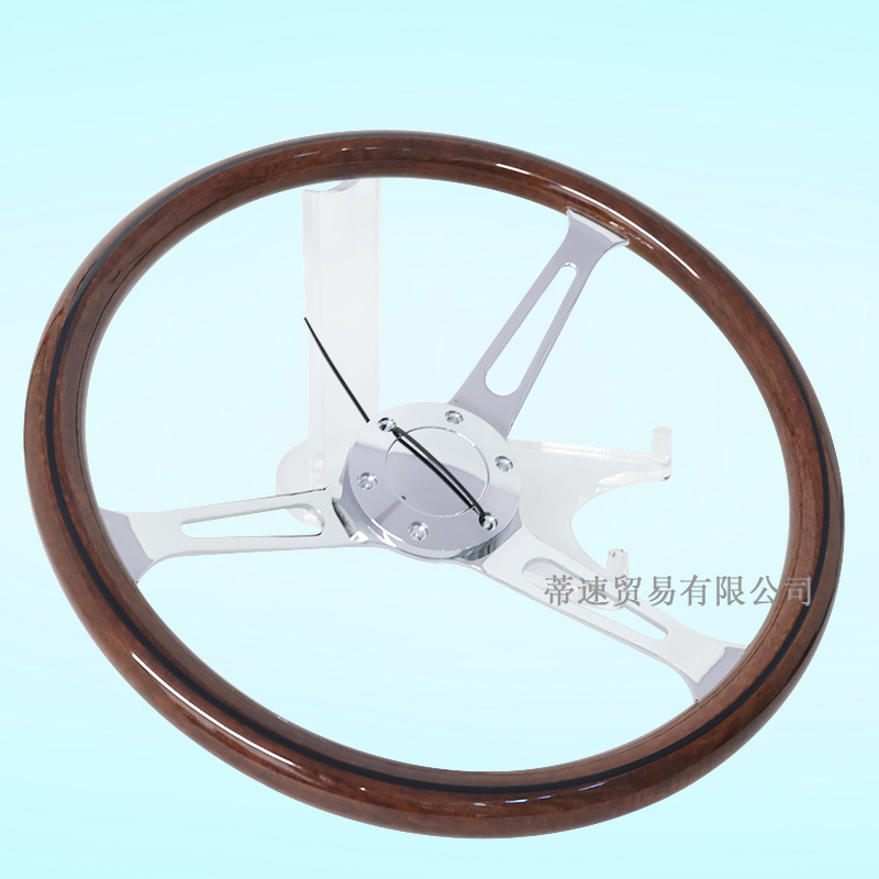 Factory direct sales universal car modification 15inch peach wood color steering wheel classic retro 380MM electroplated concave center