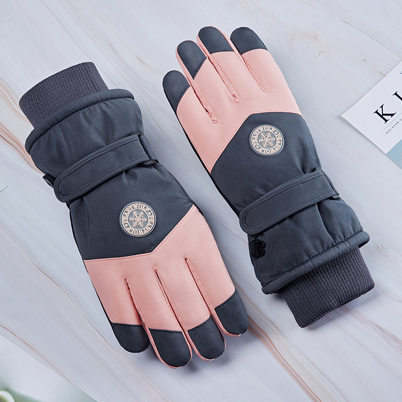 Guantes de esquí de invierno Ciclismo hombres y mujeres al aire libre cálido a prueba de viento impermeable pantalla táctil forrada de lana engrosada par guantes al por mayor