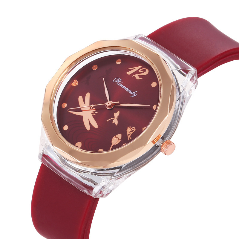 Women's Watch Fashion Silicone Strap Round Dial Dragonfly Printed Pointer Quartz Watch Dress Accessories Women's Watch Fashion Silicone Strap Round Dial Dragonfly Printed Pointer Quartz Watch Dress Accessories