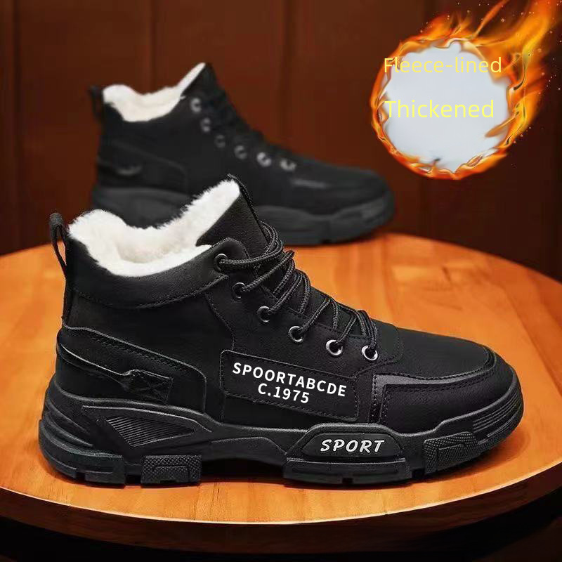 Vinterstøvler Herrestøvler med høy topp, snøstøvler til alle anledninger, fritidsstøvler, fleecefôrede, varme bomullssko, sikkerhetssko med tykk såle_voghion.com