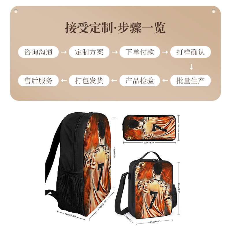 Fabricantes de hombros transfronterizos personalizados de comercio exterior mochila europea y americana de tres piezas de gran capacidad paquete de bolsas escolares de ocio universal para mujeres