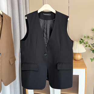 100kg Plus-Size Women's Spring New Style Casual V-Neck Blazer Vest Versatile Vest 2451