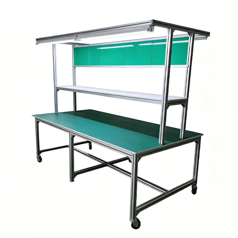 Aluminum Alloy Assembly Line Workbench, Anti-Static Workshop Assembly Equipment with Lighting, Customized for Electronics Factory 5