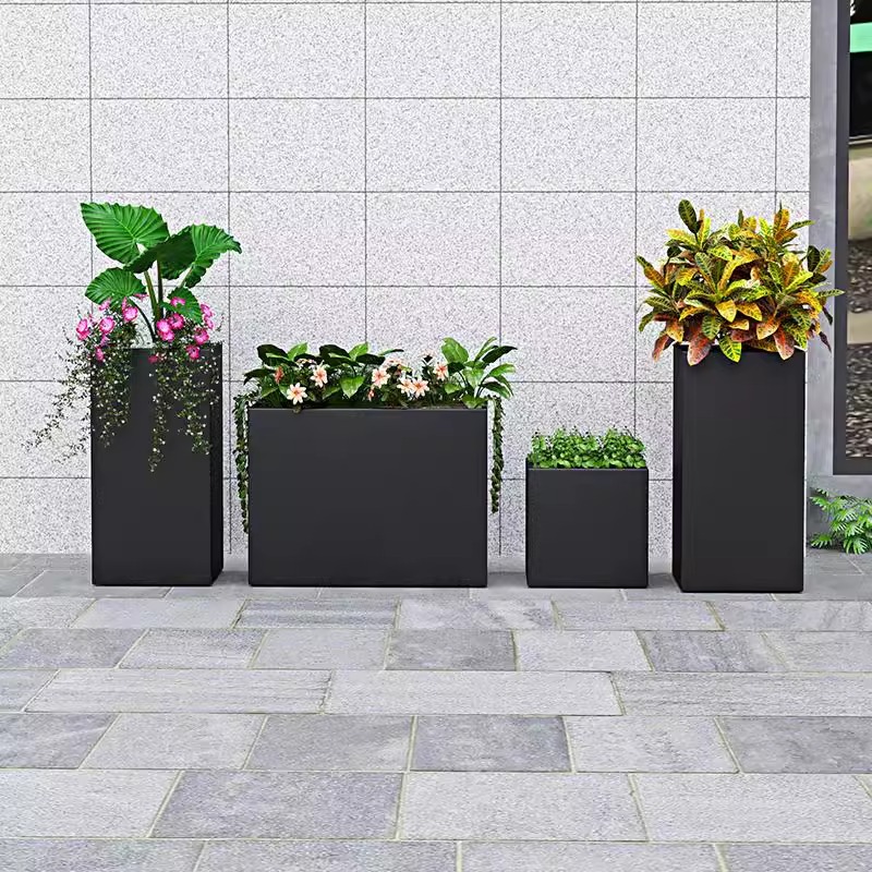 Caja de hierro forjado verde al aire libre terraza terraza caja de plantación de metal al aire libre casa patio producto acabado cama de flores combinada