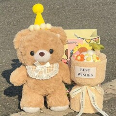 可爱围兜小熊泰迪熊玩偶狗熊娃娃公仔毛绒玩具生日礼物送女生惊喜