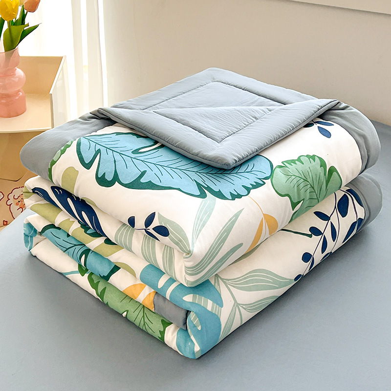 Summer Cool Quilt Washed Cotton Summer Quilt Machine Washable Single and Double Student Dormitory Air-Conditioned Quilt Printed Cool Summer Thin Quilt