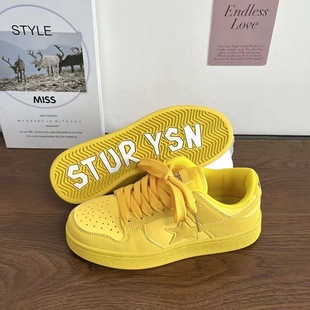 Korean Version Original College Style White Shoes for Women Ins Trendy Thick-Soled Versatile Star Casual Sneakers 2025 Spring & Fall New Style