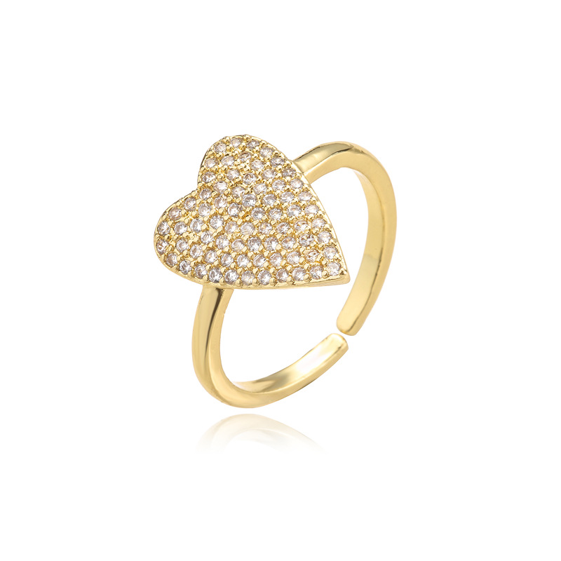 Fashion Heart Copper Micro-inlaid Zircon Open Ring display picture 4