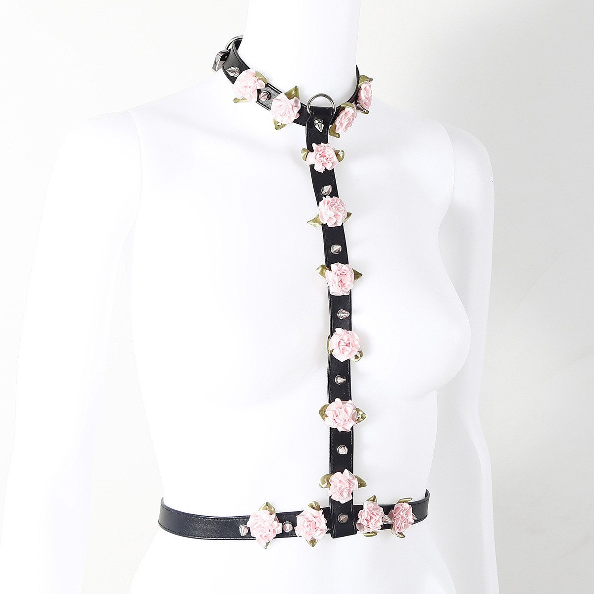 Cross-border SM sexy bondage rosa remaches punk hueco leche de espalda de belleza dama sexy ropa interior de cuero
