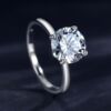 Fashionable zirconium, ring with stone suitable for men and women, wedding ring, light luxury style, one carat, on index finger